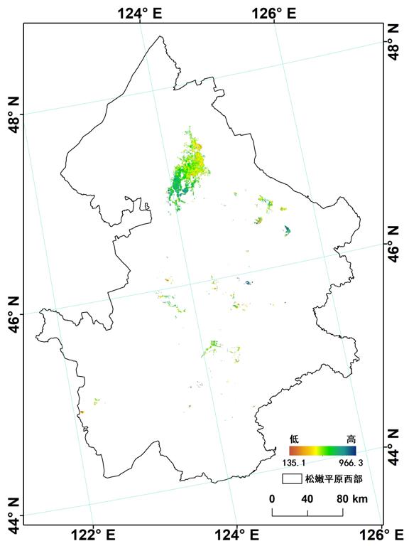 松嫩平原西部250 m分辨率芦苇湿地地上生物量遥感估算数据集2014年