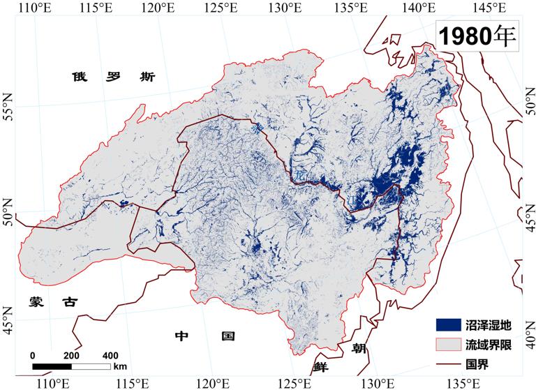 黑龙江流域（跨中、蒙、俄）30 m或80 m分辨率沼泽湿地分布动态数据集1980年与1990年与2000年与2010年与2016年